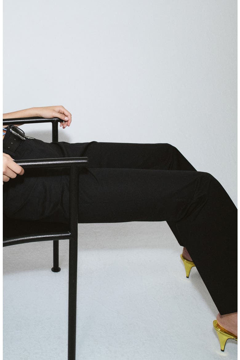 Starring Hailey Bieber Serin Stretch Cotton Pants, Alternate, color, BLACK