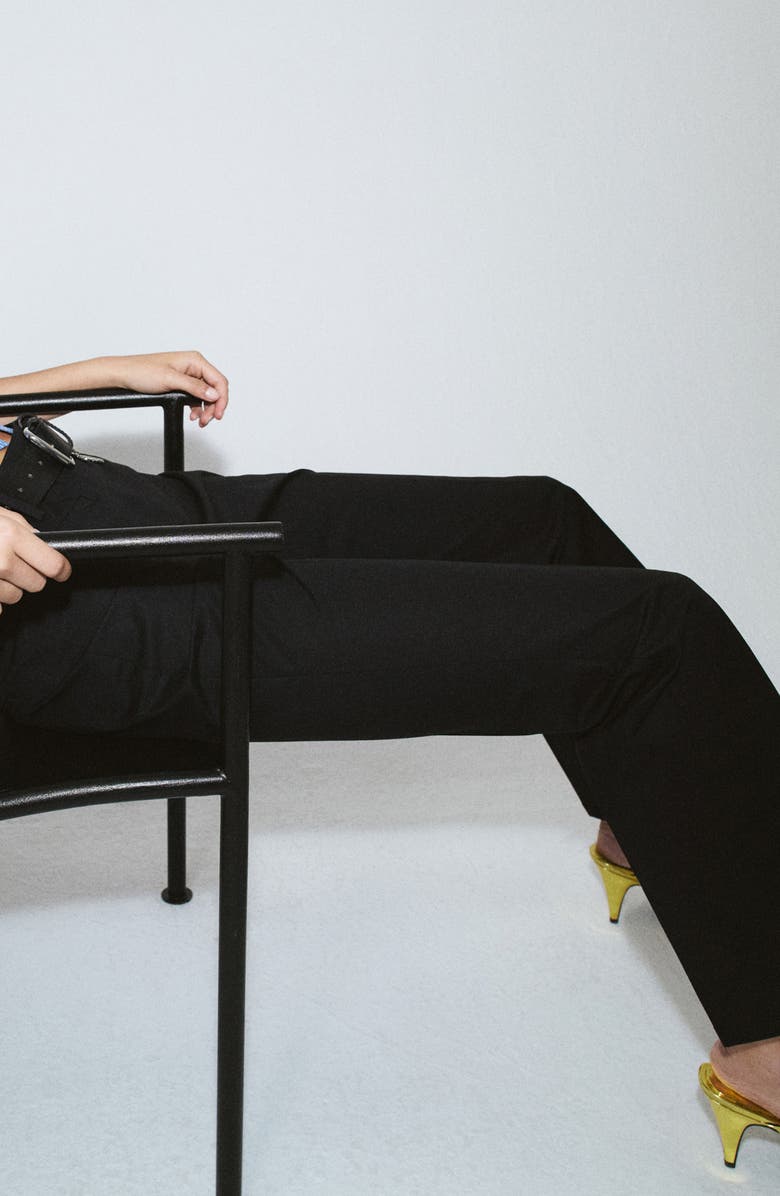 MANGO Featuring Hailey Bieber Serin Stretch Cotton Pants, Alternate, color, Black