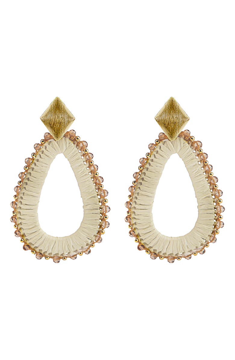 Panacea Raffia Wrapped Teardrop Earrings, Main, color,