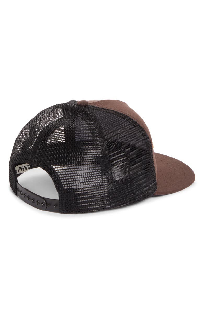 PHIPPS Star Logo Embroidered Snapback Trucker Hat, Alternate, color, Brown