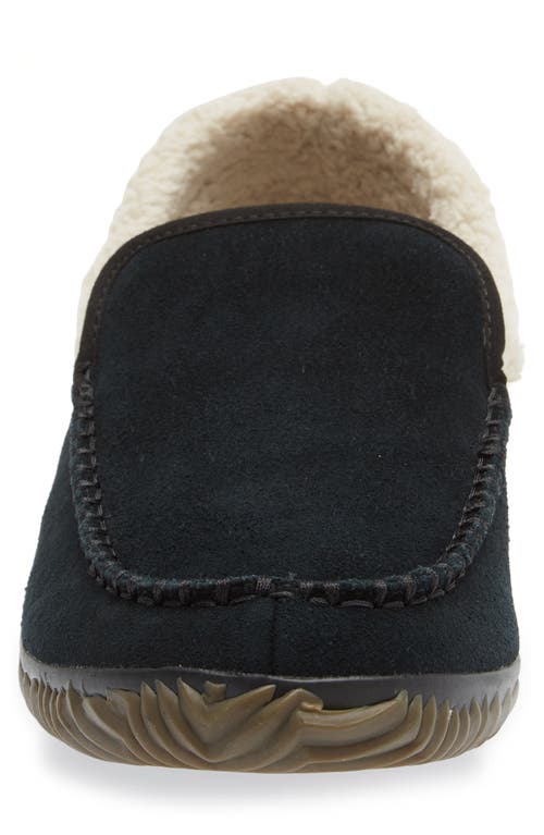 Sorel Dude Moc™ Faux Fur Lined Slipper In Black
