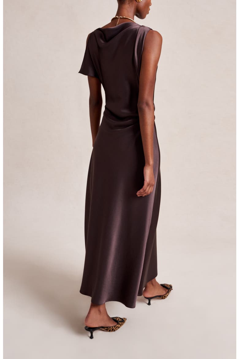 Satin Moira Dress, Alternate, color, Chocolate