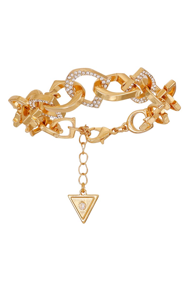 GUESS Pavé Crystal 'G' Chain Bracelet, Alternate, color, Gold Tone