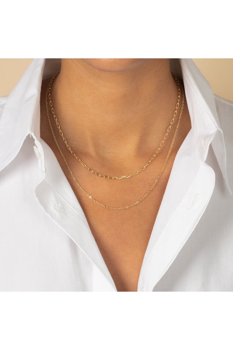 Two In One Graduated Paperclip Necklace, Alternate, color, Gold