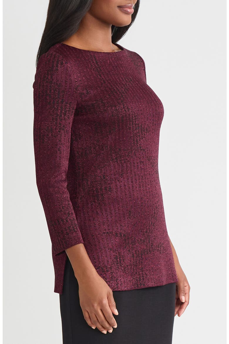 Metallic Tonal Stripe Tunic, Alternate, color, SANGRIA/ BLACK