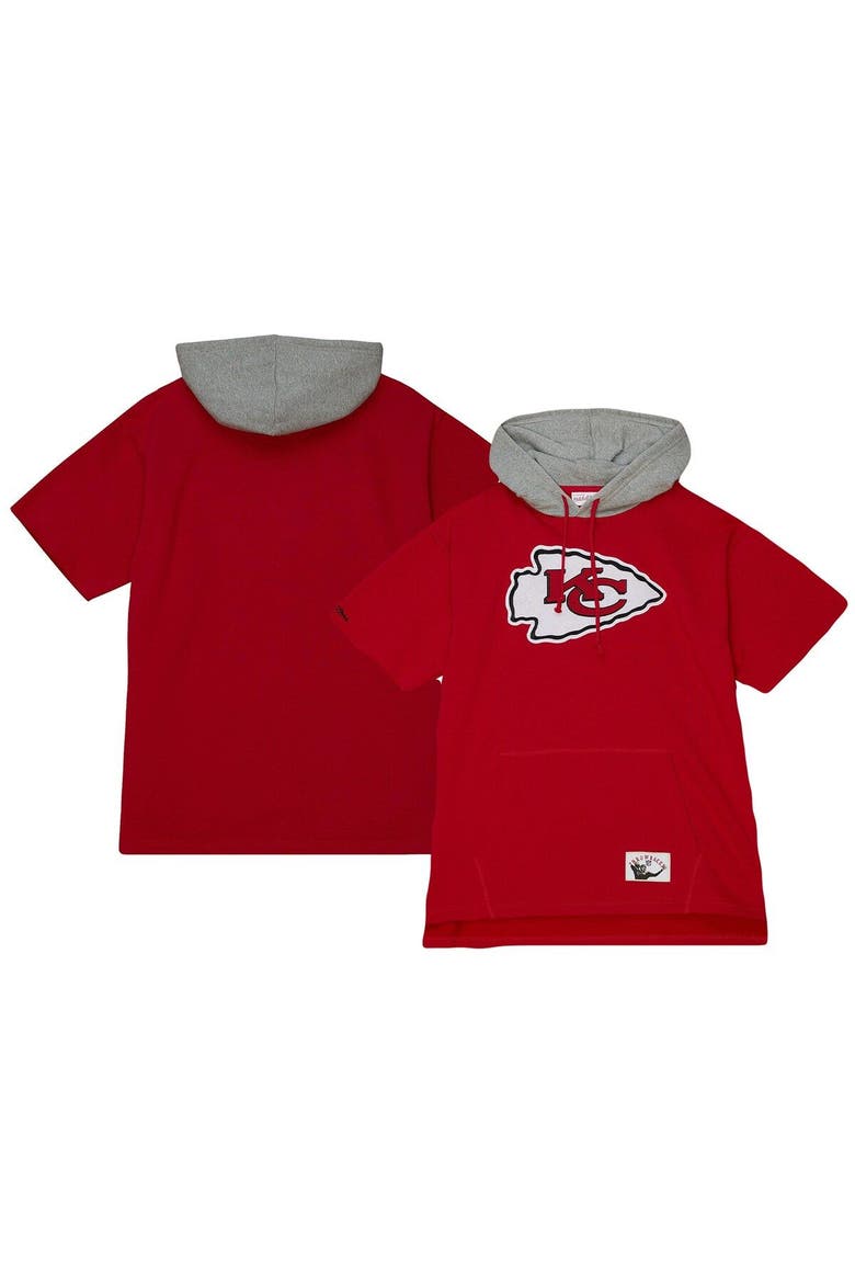 Men's Mitchell & Ness Red Kansas City Chiefs Postgame Short Sleeve Hoodie, Main, color, Red