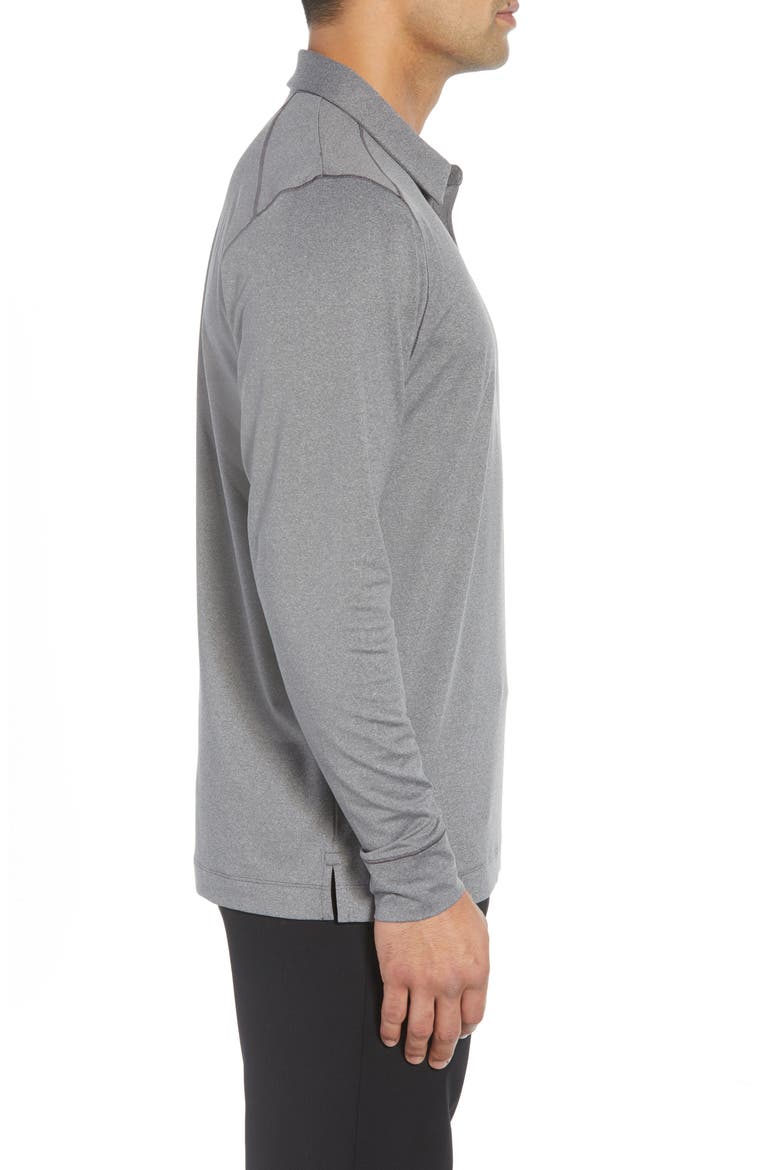 Matthew DryTec Long Sleeve Polo, Alternate, color, ELEMENTAL GREY HEATHER