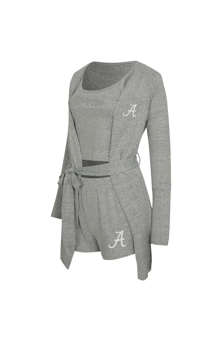 CONCEPTS SPORT Women's Concepts Sport Gray Alabama Crimson Tide Rigor Three-Piece Tank, Short & Robe Set, Alternate, color,