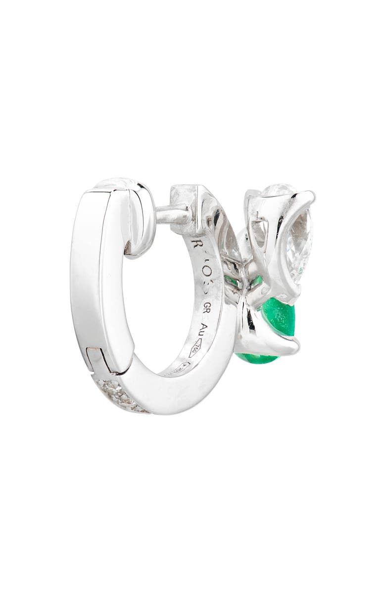 REPOSSI Serti Sur Vide Diamond & Emerald Single Hoop Earring, Alternate, color, White Gold/ Emerald