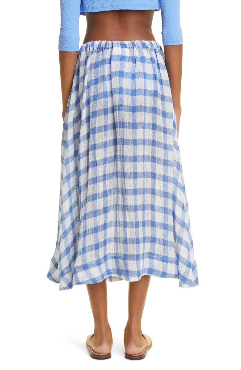 Lisa Marie Fernandez Farrah Check Linen Blend Circle Skirt, Alternate, color,