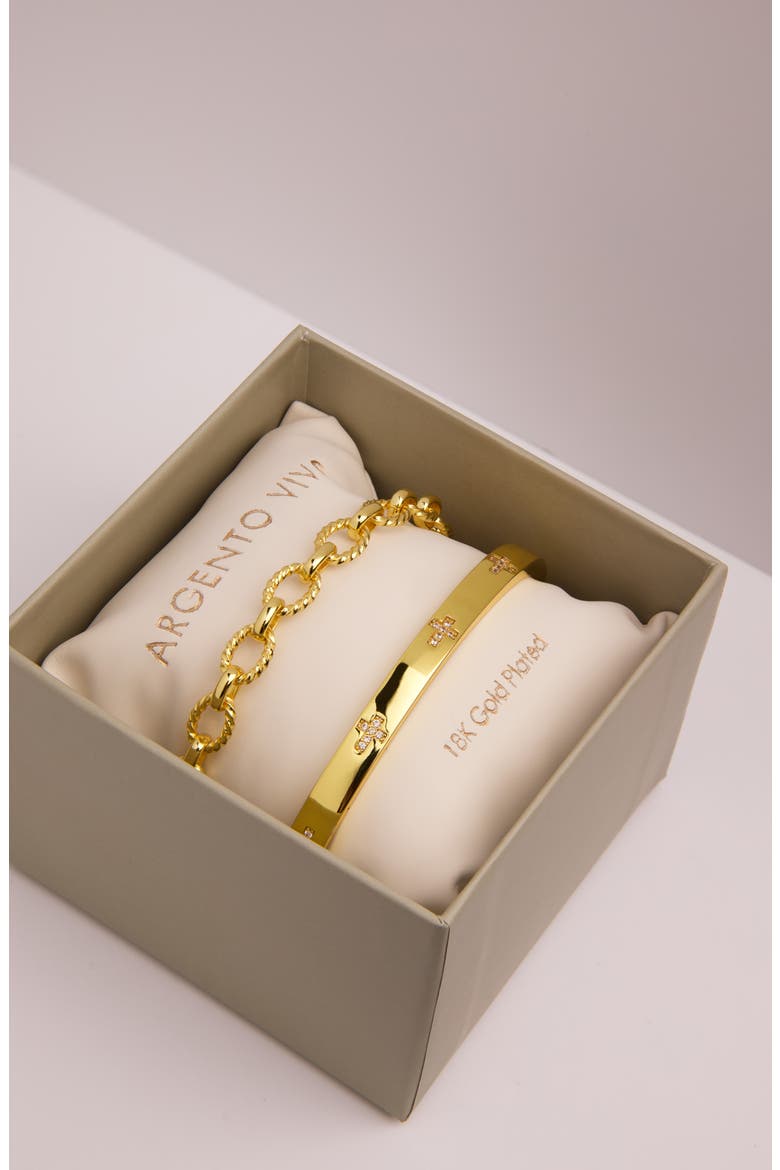 Cross & Link Set of 2 Bracelets, Alternate, color, GOLD