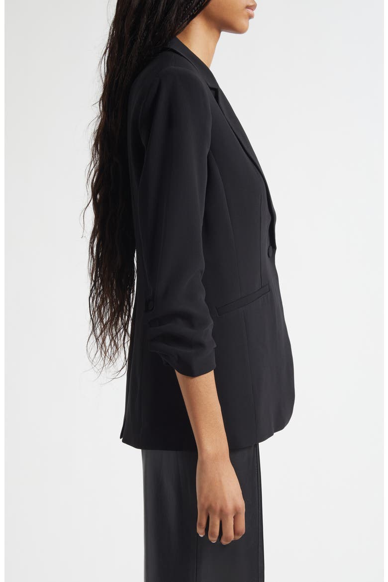 Khloe Ruched Sleeve Blazer, Alternate, color, BLACK