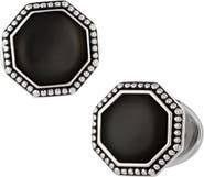 Jan Leslie Octagon Gemstone Antique Sterling Cufflinks