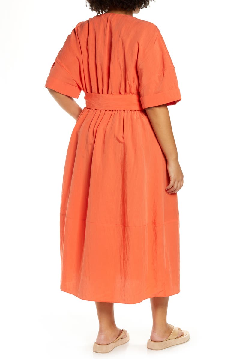 Vince Cuff Sleeve Belted Midi Dress, Alternate, color, 