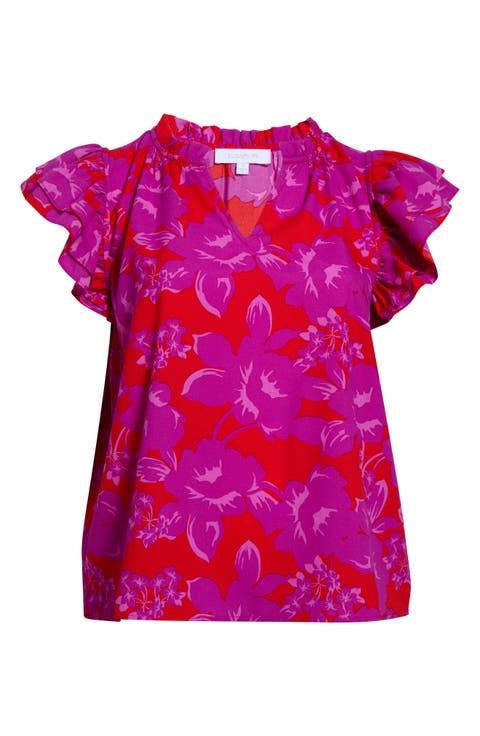 Bellissima Floral Ruffle Sleeve Top