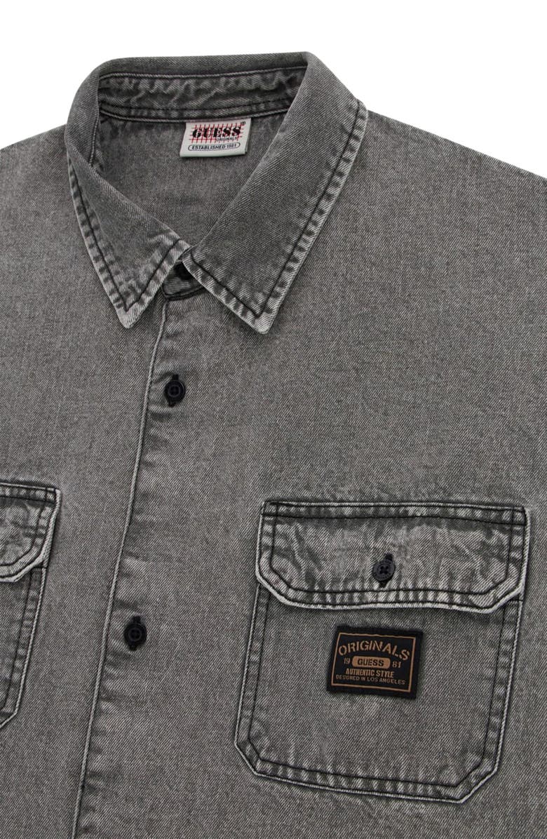 GUESS ORIGINALS Go Boxy Denim Short Sleeve Button-Up Shirt, Alternate, color, Grey
