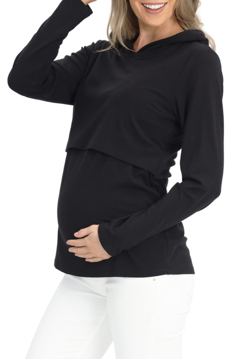 Angel Maternity Pull-Up Maternity/Nursing Hoodie, Alternate, color, 