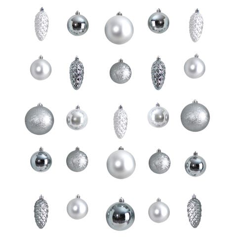 Holiday Christmas 23 Count 4-in Lux Shatterproof Ornament Set with Re-Usable Storage Container