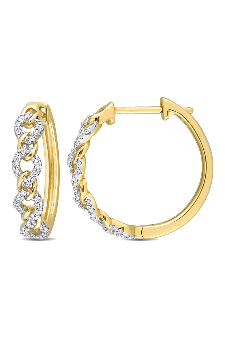 Diamond Two-Tone Link Hoop Earrings, Main, color, WHITE