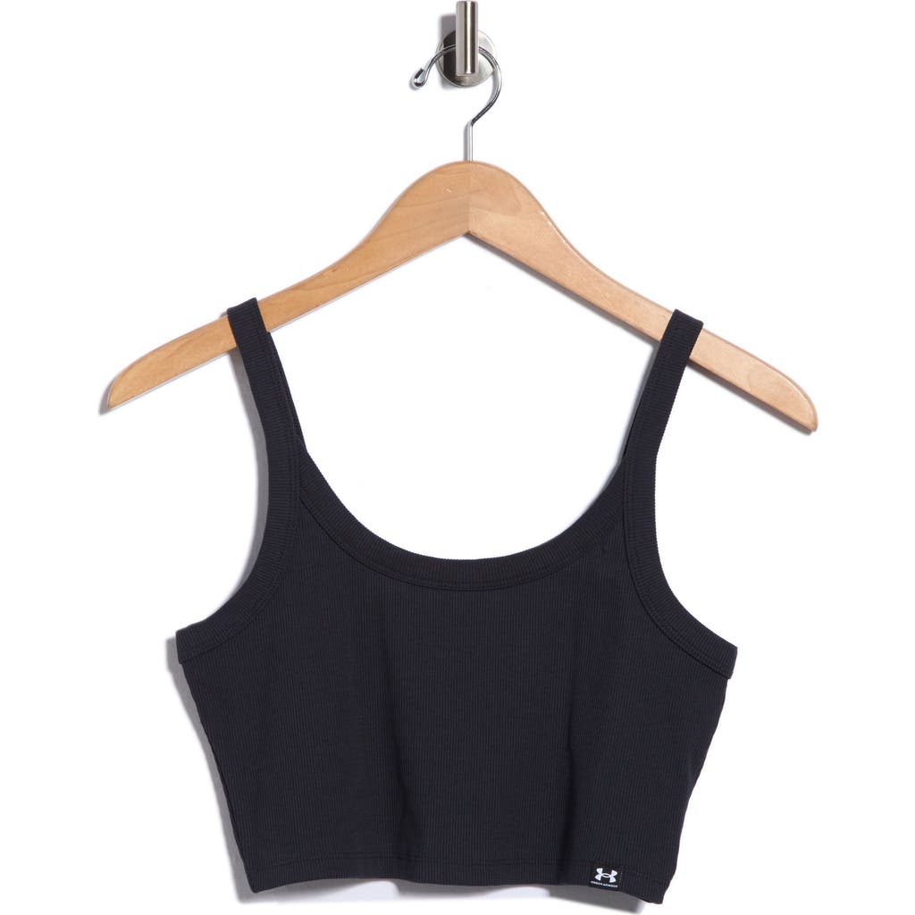 Under Armour Ua Rival Rib Crop Performance Tank Top In Black