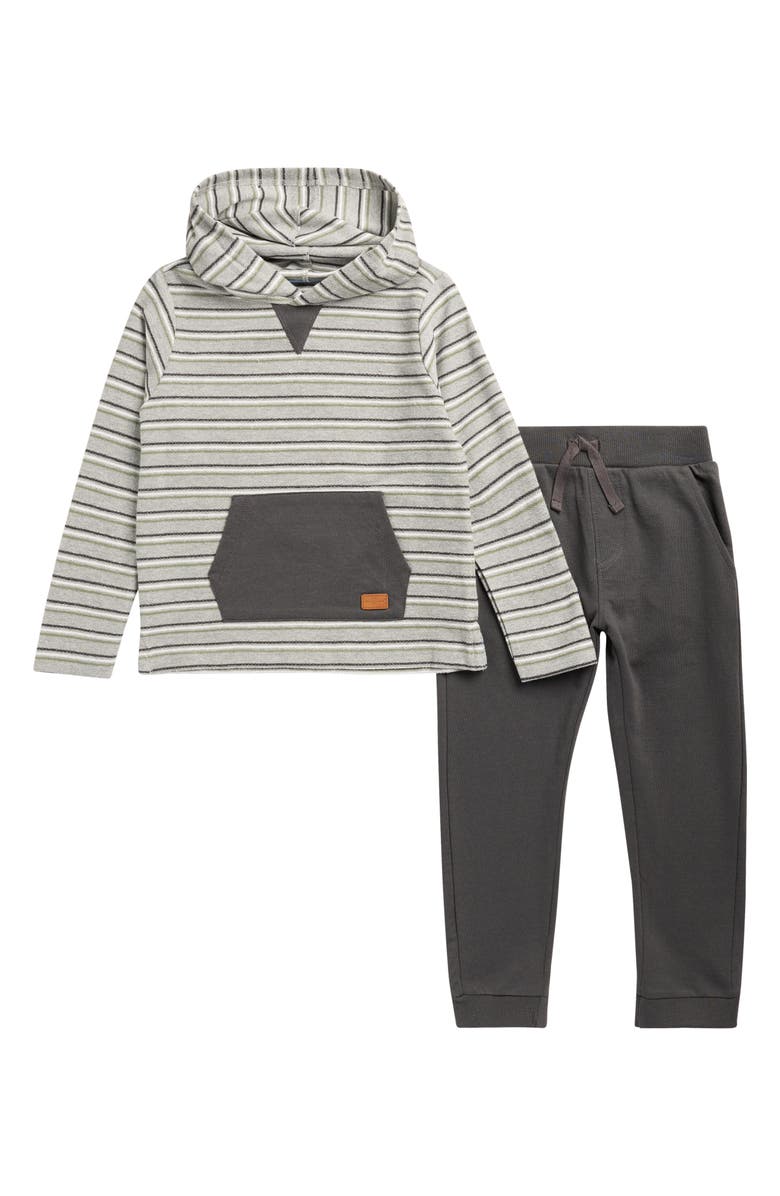 7 For All Mankind Kids' Terry Pullover Hoodie & Joggers Set, Main, color, Heather Grey