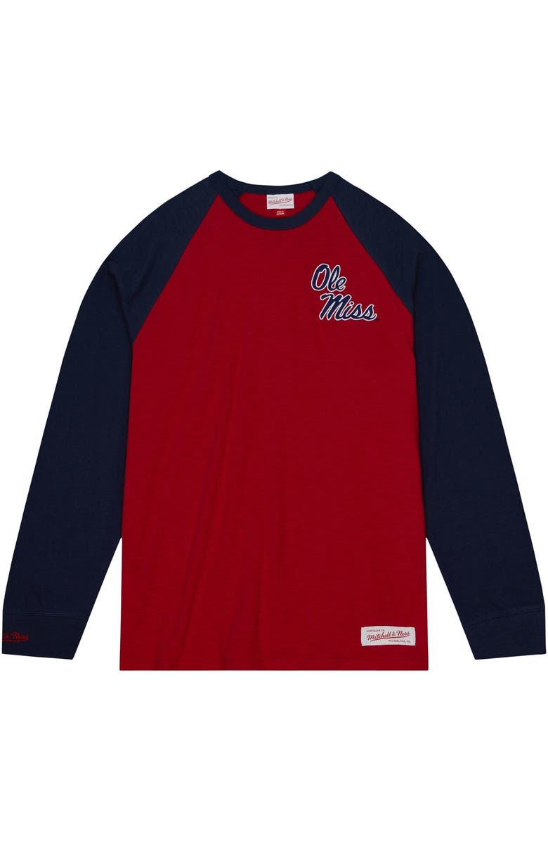 Mitchell & Ness Men's Mitchell & Ness Red Ole Miss Rebels Legendary Slub Raglan Long Sleeve T-Shirt, Alternate, color, Red