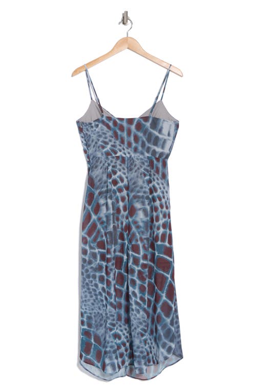 Socialite Ruched Cami Midi Dress In Blue/brown Animal