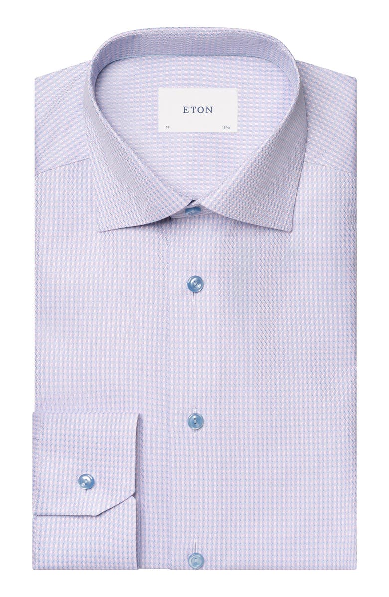 Eton Contemporary Fit Check Cotton Dress Shirt, Alternate, color, 
