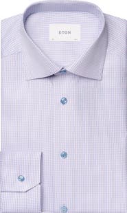 Eton Contemporary Fit Check Cotton Dress Shirt