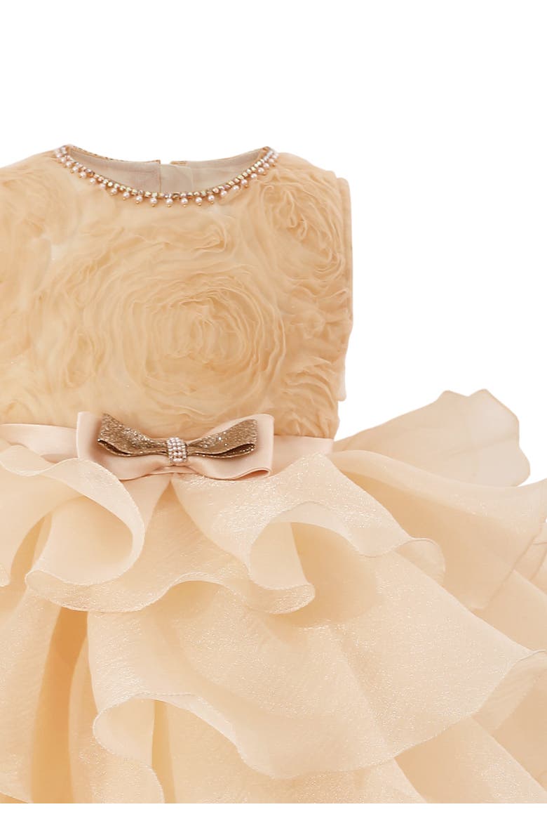 Tulleen Cream Floral Ruffle Occasion Dress, Alternate, color, Cream