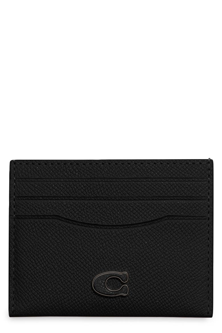 Leather Card Holder, Main, color, BLACK