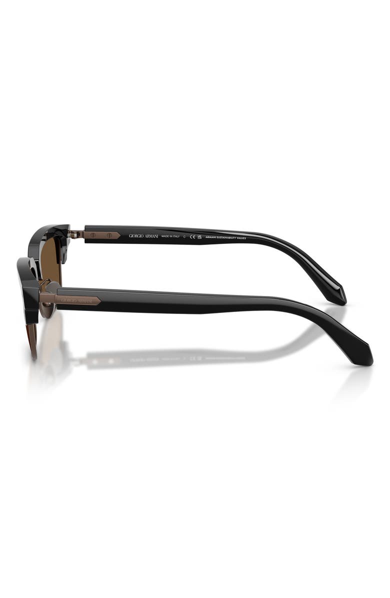 AX Armani Exchange 52mm Rectangular Sunglasses, Alternate, color, Black / Dark Brown