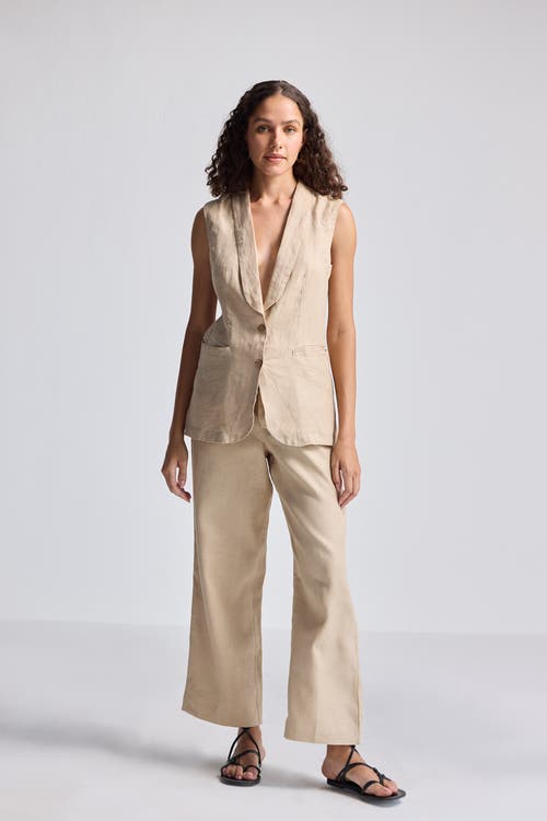 Reistor Sleeveless Hemp Jacket Set In Neutral