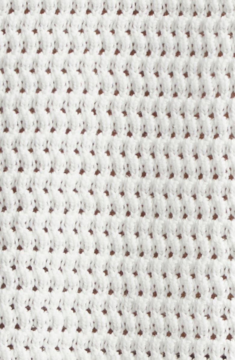 Casablanca Sporty Faux Crochet Cotton Short Sleeve Button-Up Shirt, Alternate, color, 