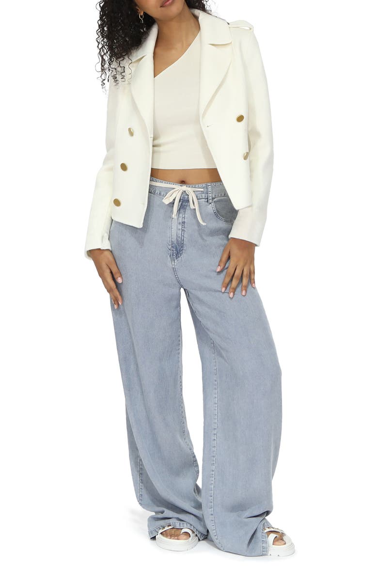 Back In Time Wool Blend Military Peacoat, Alternate, color, CREAM