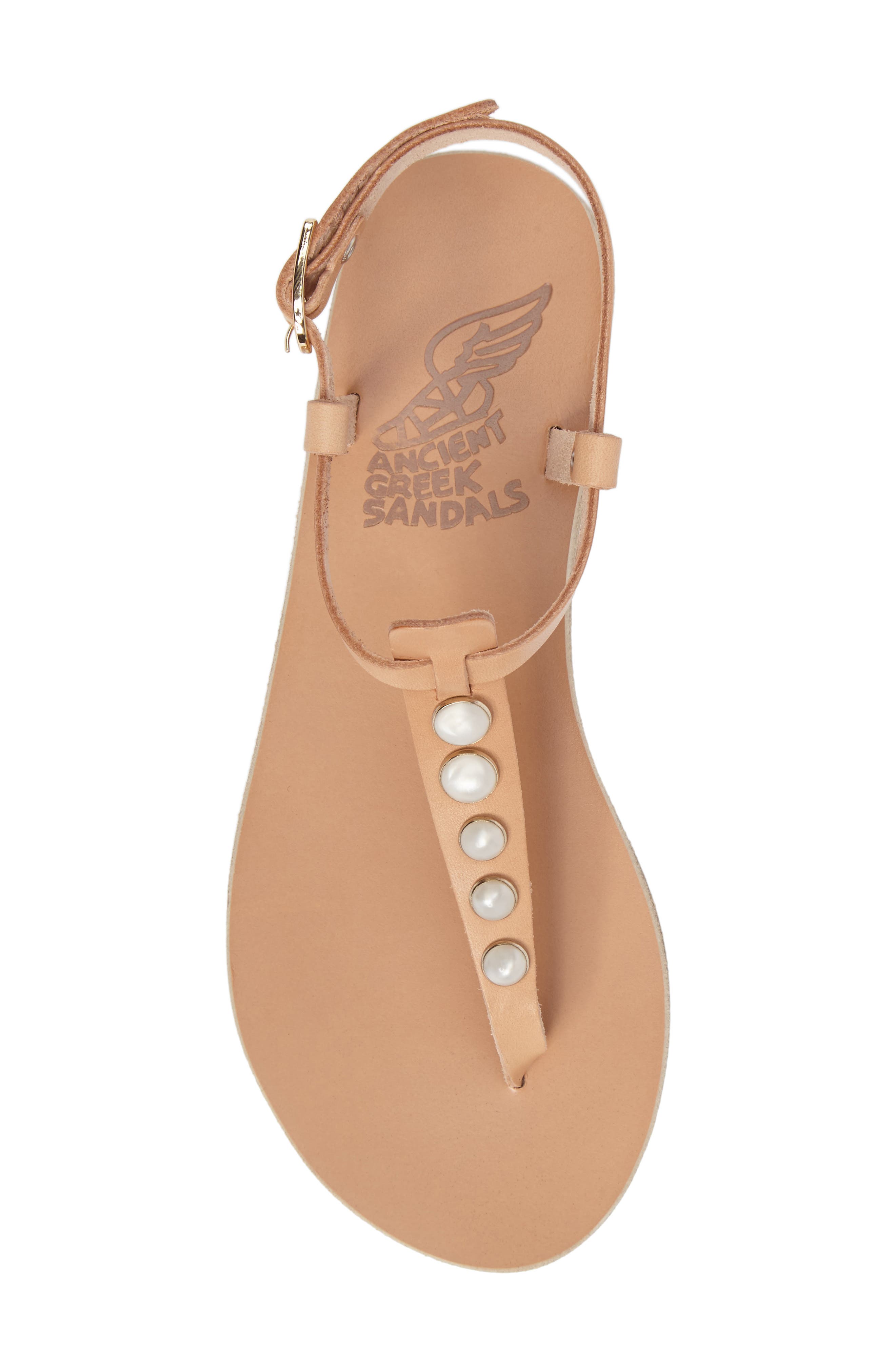 Lito Imitation Pearl Embellished T-Strap Sandal, Alternate, color, NATURAL VACHETTA