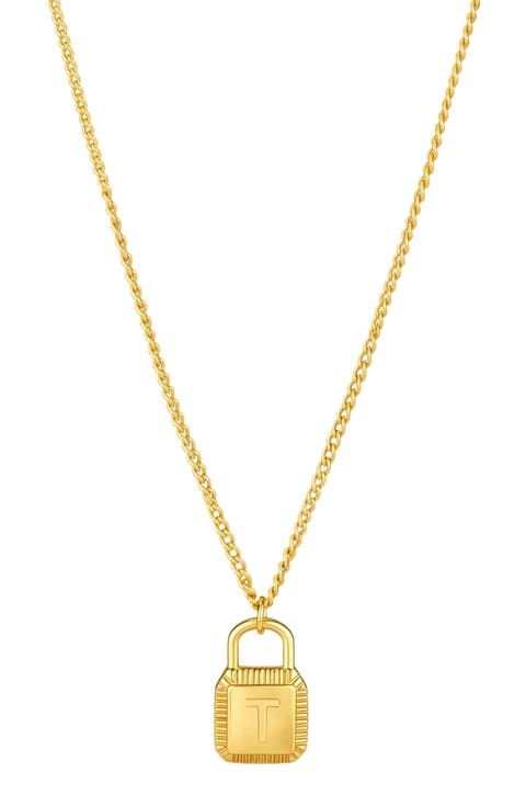 Engraved Initial Padlock Pendant Necklace