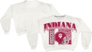 PRESSBOX Women's Pressbox White Indiana Hoosiers Oversized Janice Retro Waist-Length Sweatshirt