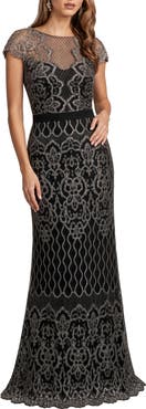 Tadashi Shoji Sequin Illusion Lace Gown