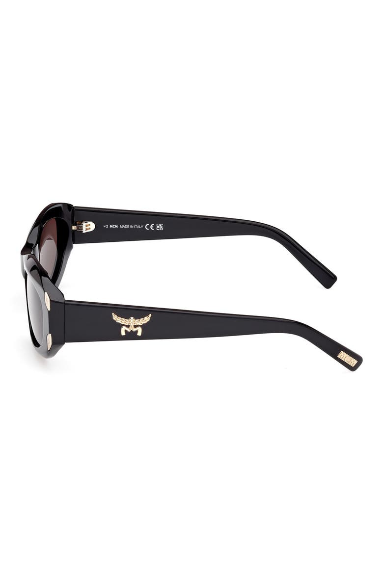 53mm Oval Sunglasses, Alternate, color, SHINY BLACK / SMOKE