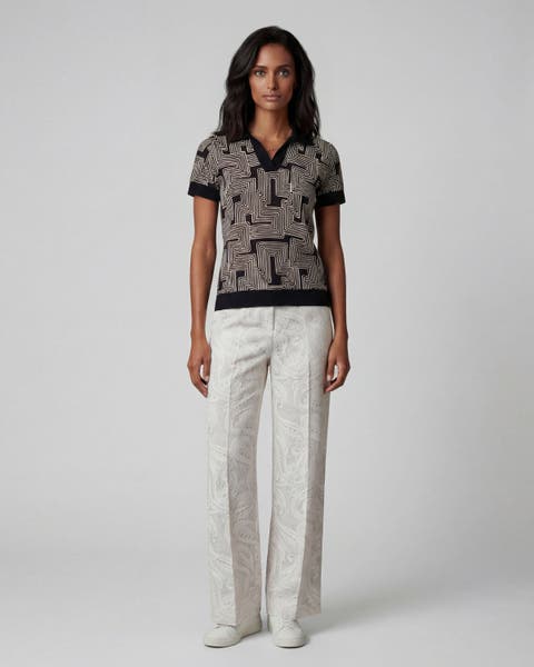 Crochet Paisley Womens Wool Wide-leg Pant
