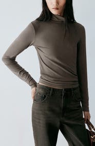 MANGO Mock Neck Long Sleeve Top