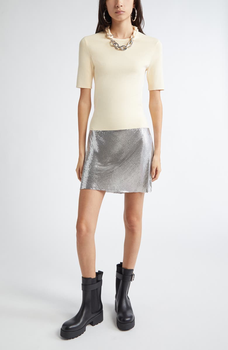 Rabanne Metallic Mesh Miniskirt, Alternate, color, Silver