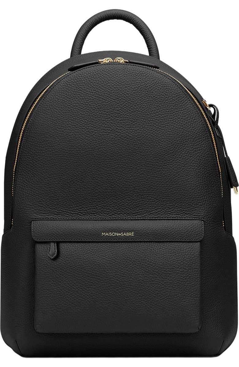 MAISON de SABRÉ Leather Backpack, Main, color, Black Caviar