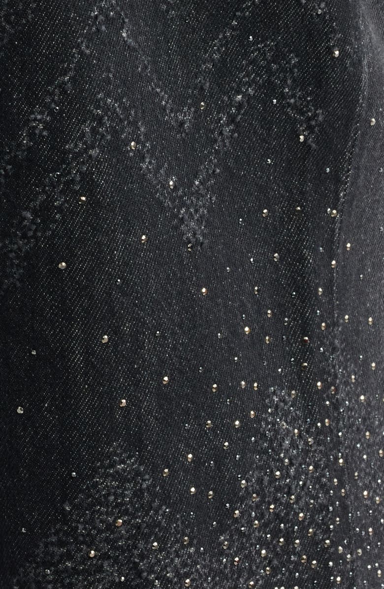 BOSS Orange Slouchy Rhinestone Wide Leg Jeans, Alternate, color, Black