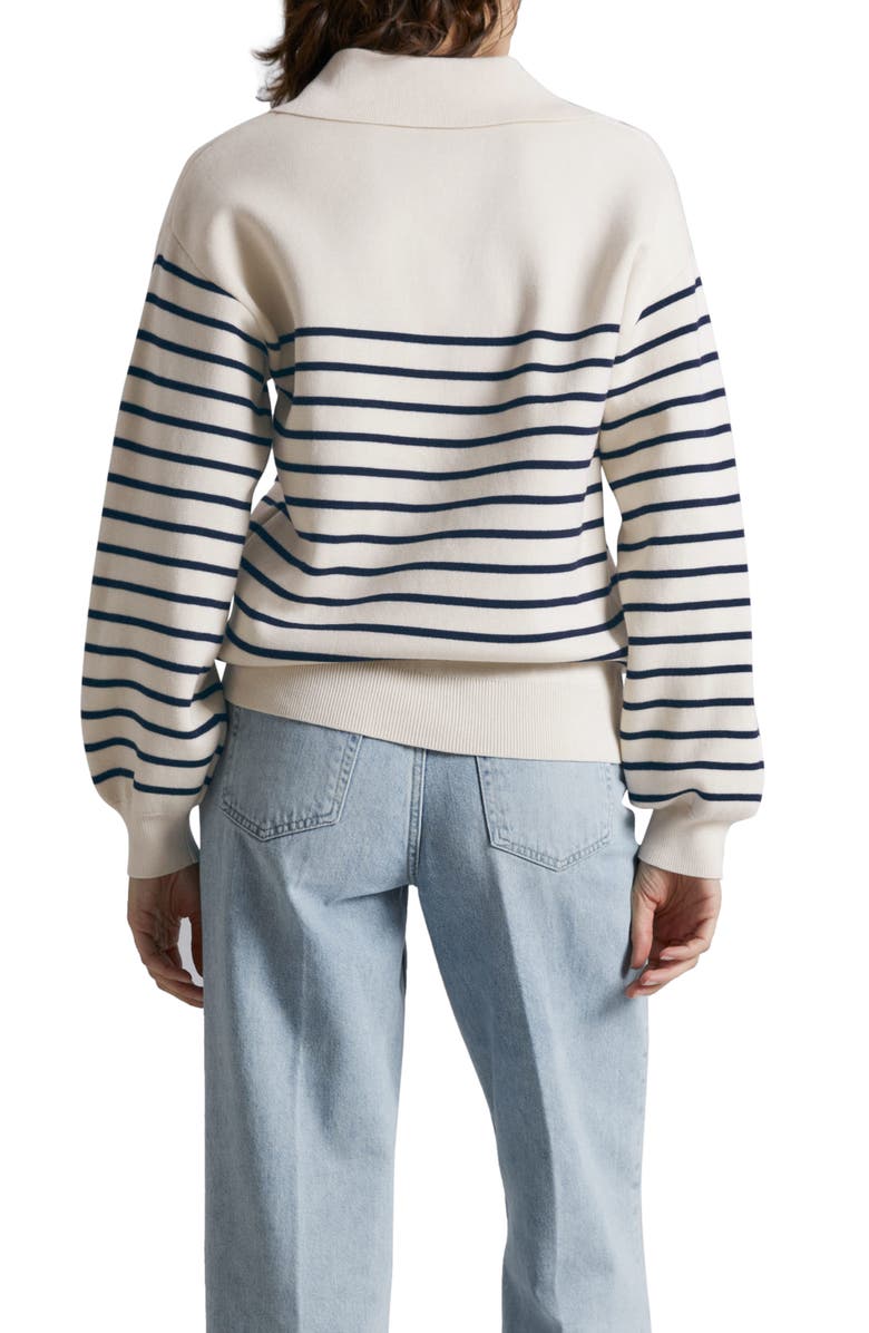 & Other Stories Breton Stripe Cotton Blend Sweater, Alternate, color, Offwhite/ Navy Stripe