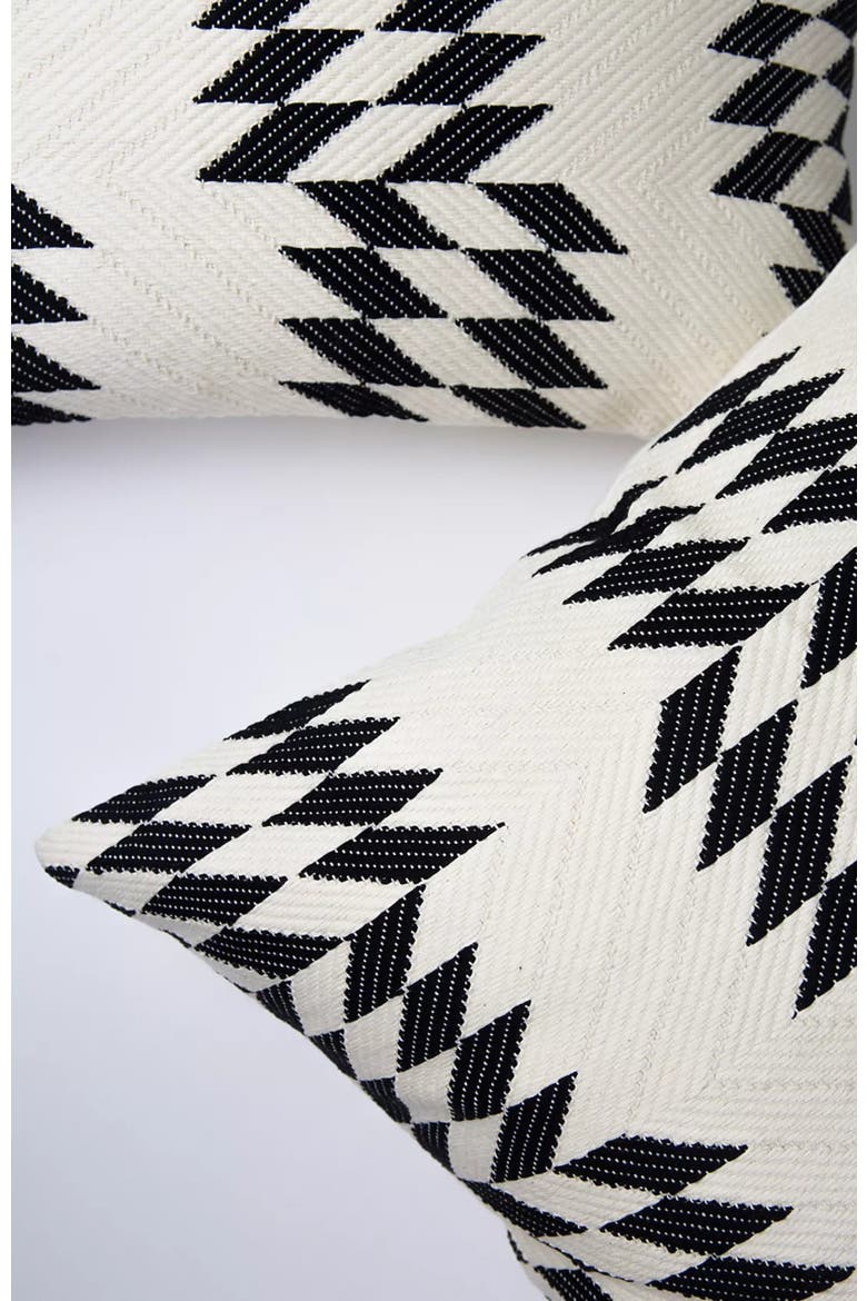 Almolonga Black and Ivory Handwoven Brocade Cotton Square Quilt Pillow, Alternate, color, Black and Ivory