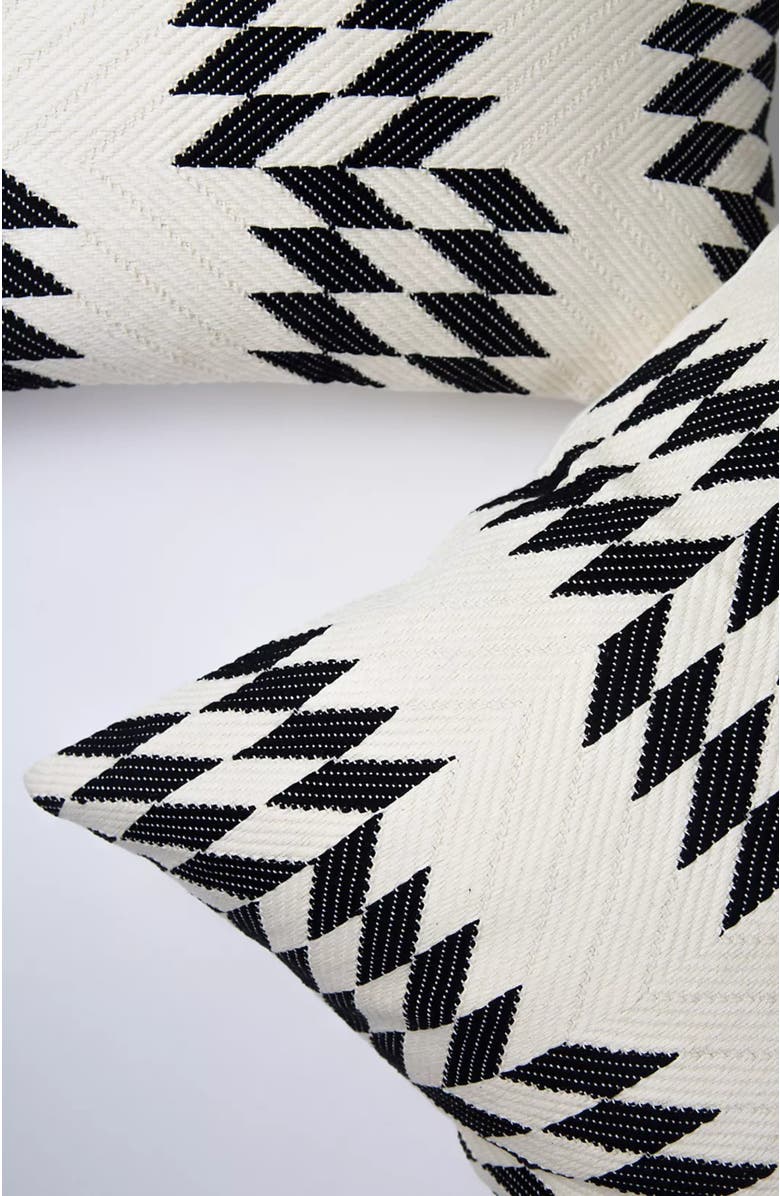Archive New York Almolonga Black and Ivory Handwoven Brocade Cotton Rectangle Quilt Pillow, Alternate, color, Black And Ivory