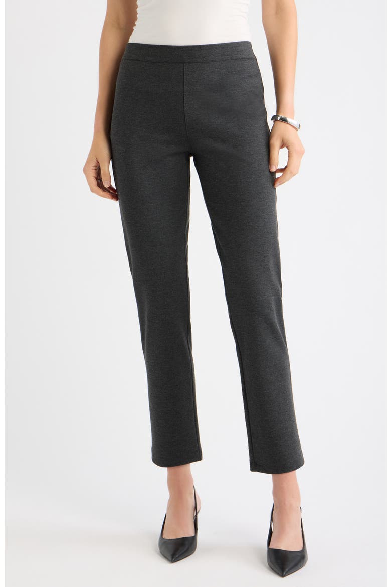 High Waist Ankle Skinny Ponte Pants, Main, color, GREY DARK CHARCOAL HEATHER