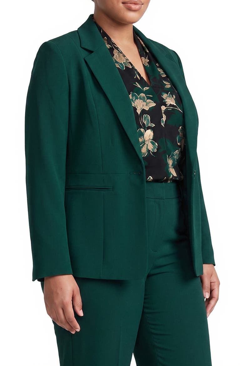 Notched Lapel Waist Seam Blazer, Alternate, color, EVERGREEN